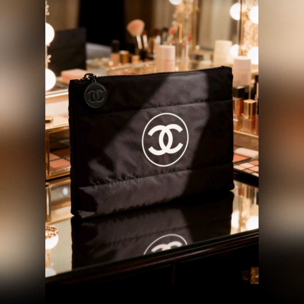CC Black Quilted Logo Pouch